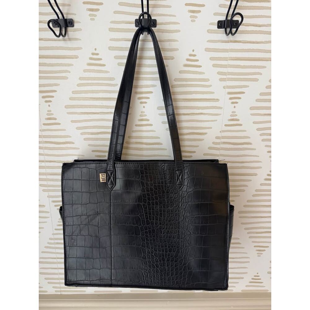 Beis The Work Tote in Black Croc - Picture 2 of 10